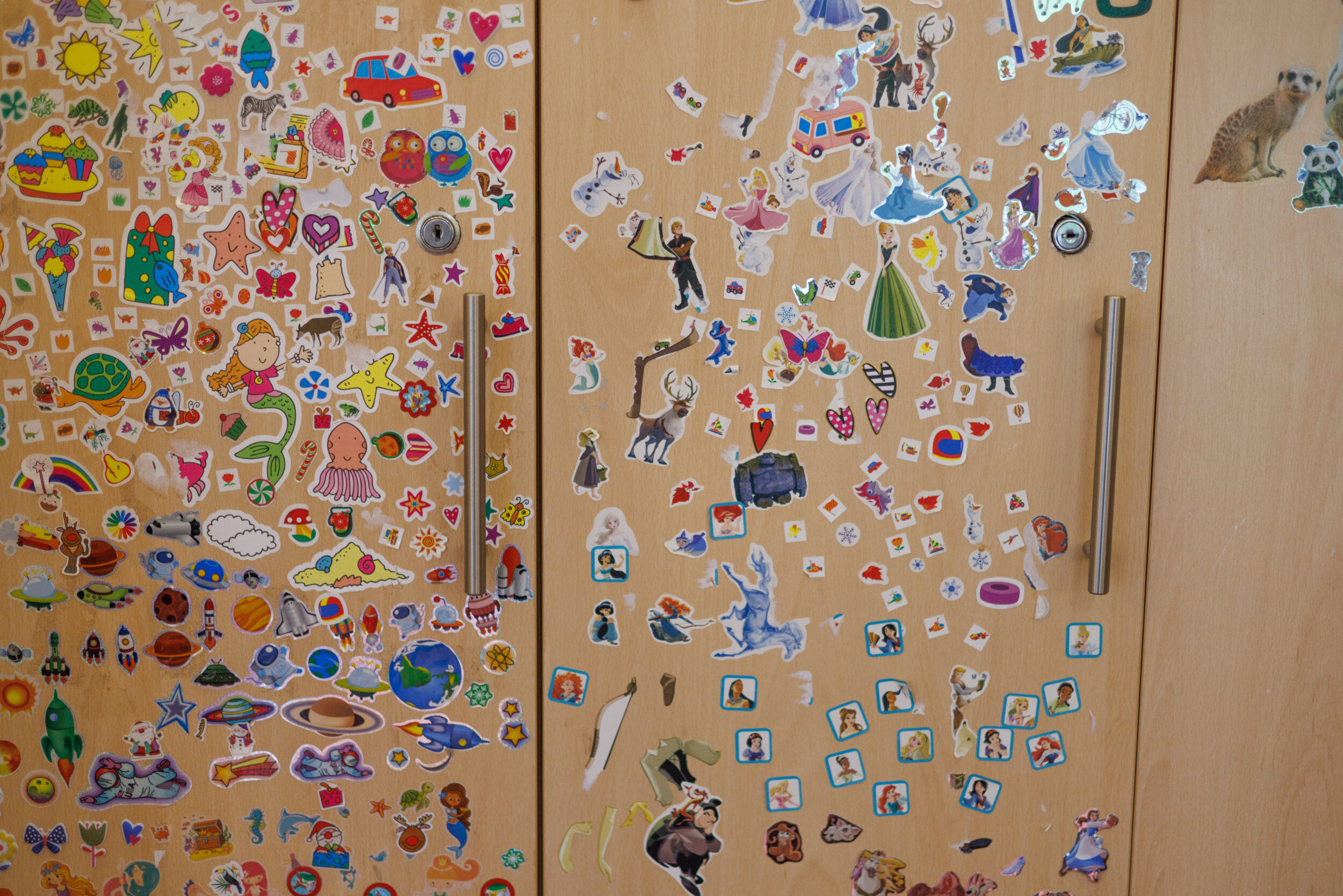 Stickers on door